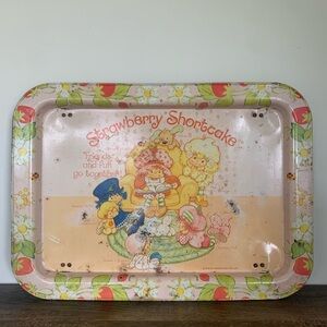 Vintage 1981 Strawberry Shortcake Tin Folding TV Tray American Greetings